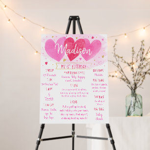 Sweetheart Pink Gold First Birthday Milestone Foam Board