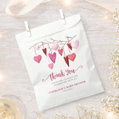 Sweetheart Pink Hearts Baby Shower Favor Bag