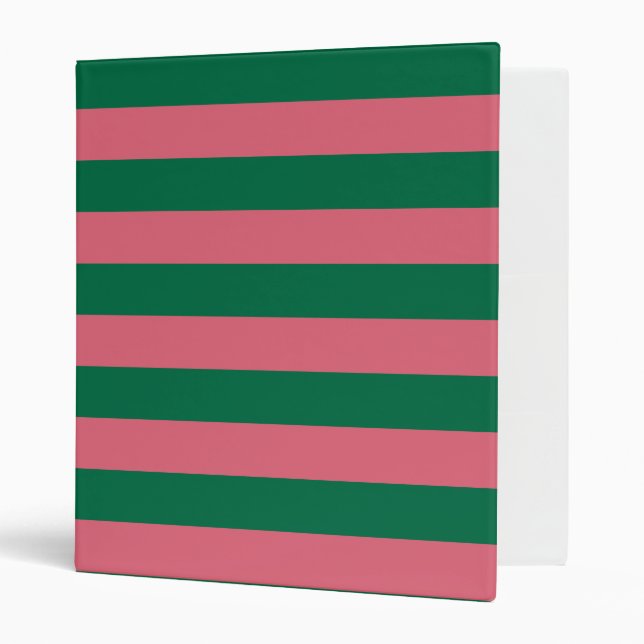 Sweetheart Pink Pickle Green Stripe 3 Ring Binder (Front/Inside)