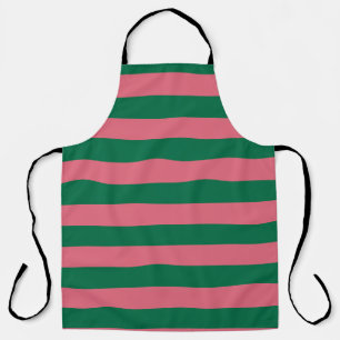 Sweetheart Pink Pickle Green Stripe Apron