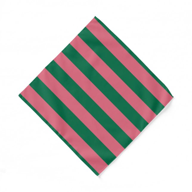 Sweetheart Pink Pickle Green Stripe Bandana (Front)