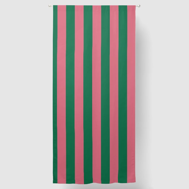 Sweetheart Pink Pickle Green Stripe Blackout Curtains (Front)
