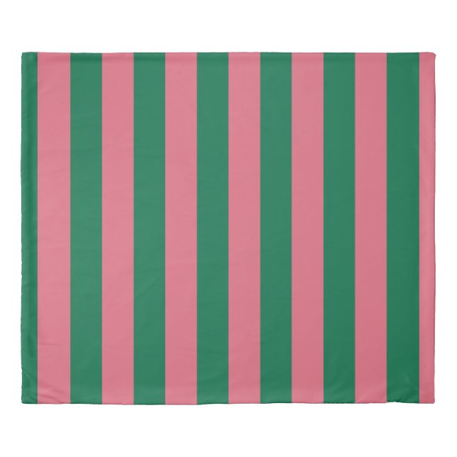 Sweetheart Pink Pickle Green Stripe Duvet Cover (Front)