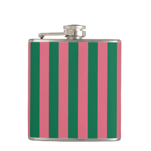 Sweetheart Pink Pickle Green Stripe Flask