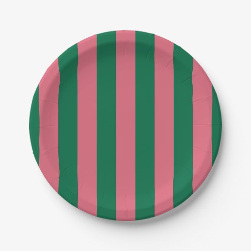 Sweetheart Pink Pickle Green Stripe Paper Plates