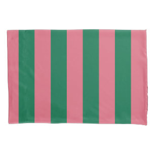 Sweetheart Pink Pickle Green Stripe Pillow Case