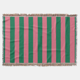 Sweetheart Pink Pickle Green Stripe Throw Blanket