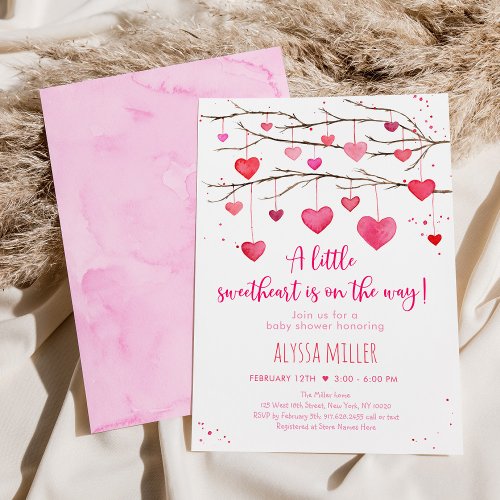 Sweetheart Pink Red Hearts Baby Shower Invitation