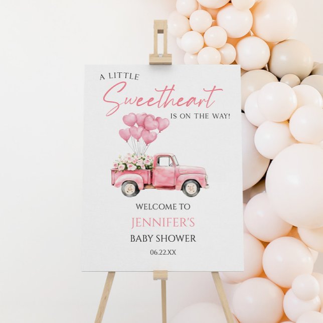 Sweetheart Pink Truck Baby Shower Welcome Sign (Creator Uploaded)