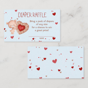 Sweetheart Red Blue Baby Shower Diaper Raffle Card