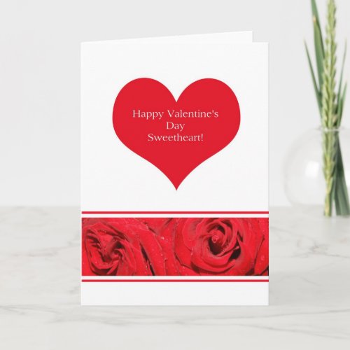 Sweetheart Red Heart Rose border Valentines Day Holiday Card