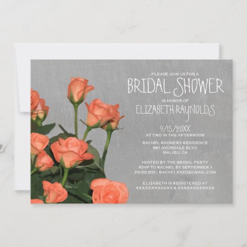 Sweetheart Roses Bridal Shower Invitations