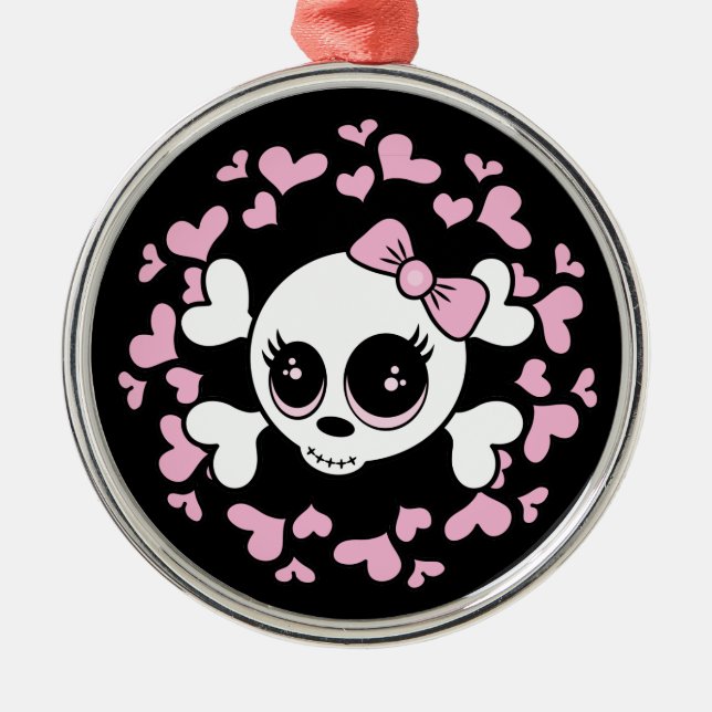 Sweetheart Skull Metal Ornament (Front)