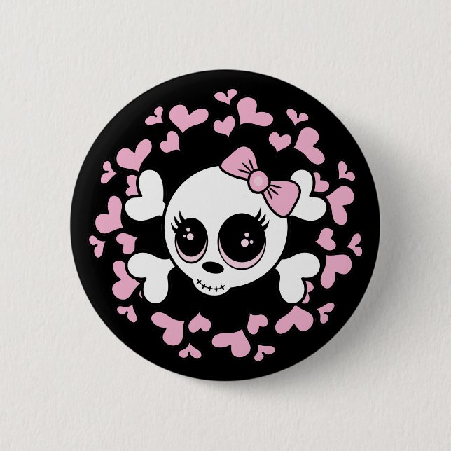 Sweetheart Skull Pinback Button (Front)