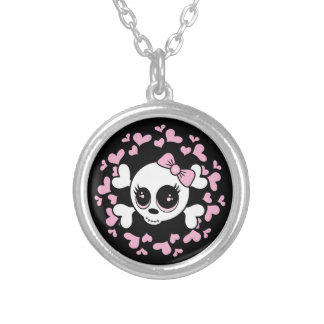 Sweetheart Skull Silver Plated Necklace
