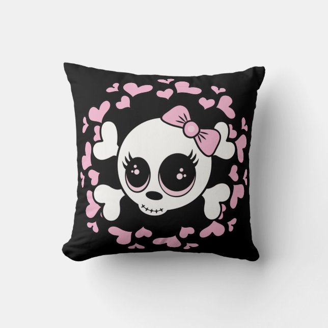 Sweetheart Skull Throw Pillow (Front)
