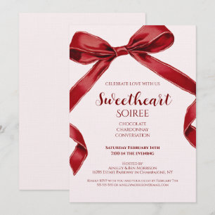 Sweetheart Soiree Elegant Bow Valentines Day Party Invitation
