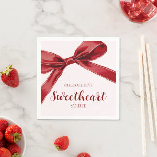 Sweetheart Soiree Elegant Bow Valentines Day Party Napkins