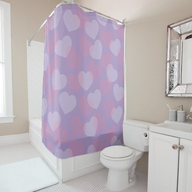 Sweetheart Sprinkle | Heart Pattern Shower Curtain (In Situ)
