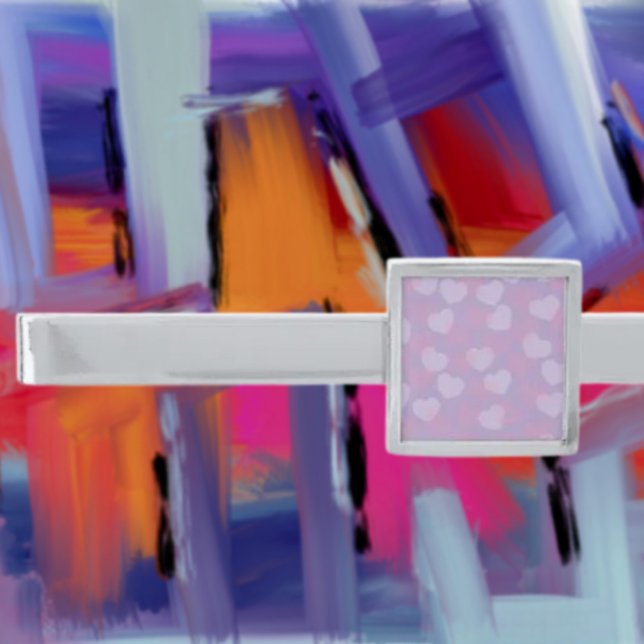 Sweetheart Sprinkle | Lavender Heart Pattern Silver Finish Tie Bar (Creator Uploaded)