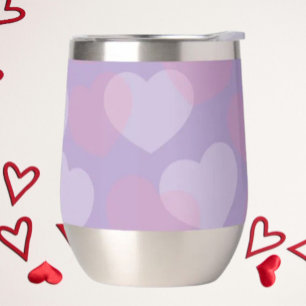 Sweetheart Sprinkle Pink & White Hearts Stemless Thermal Wine Tumbler
