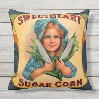 SWEETHEART SUGAR CORN vintage label Throw Cushion