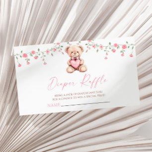 Sweetheart Teddy Bear Baby Shower Diaper Raffle Enclosure Card