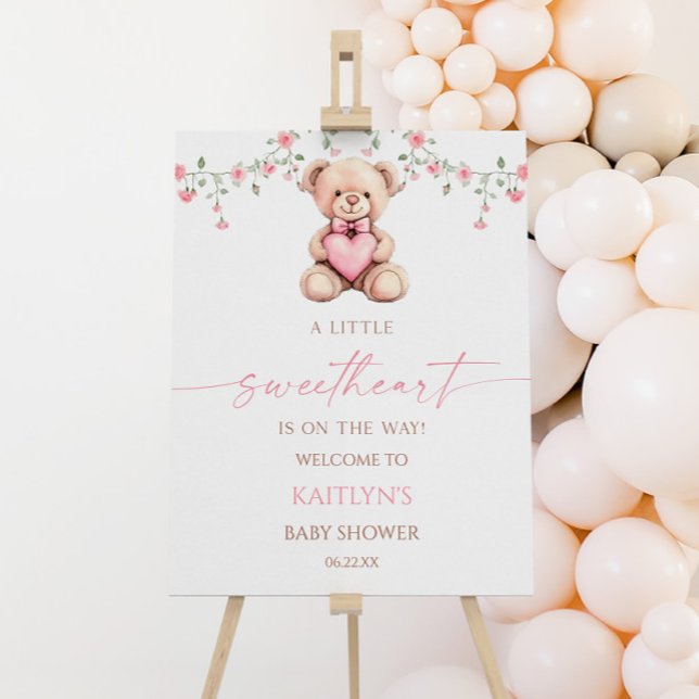 Sweetheart Teddy Bear Baby Shower Welcome Sign (Creator Uploaded)