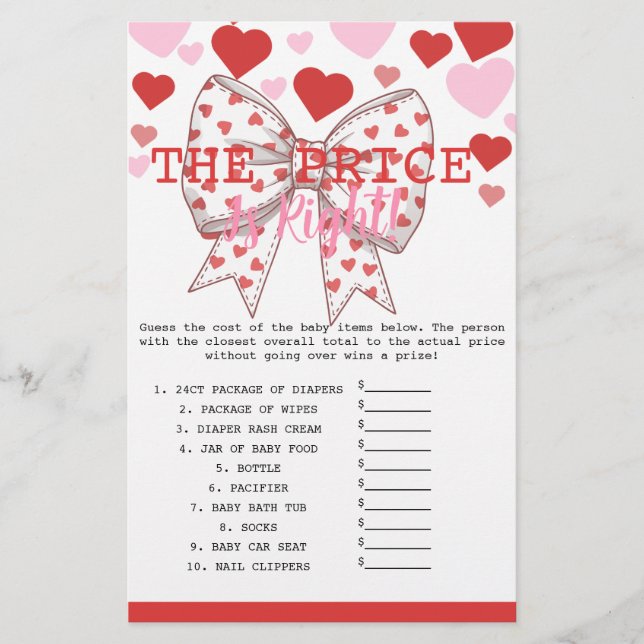  Sweetheart The Price Is Right baby game card Flyer (Front)