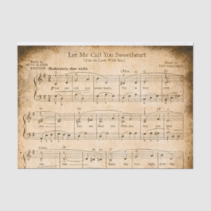 Sweetheart Tissue Paper Decoupage Vintage Music