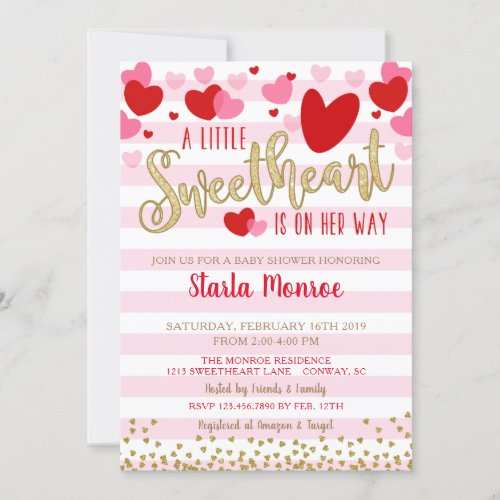 Sweetheart Valentine Baby Shower Invitation