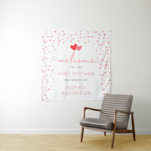 Sweetheart Valentine Baby Shower Welcome Sign Tapestry