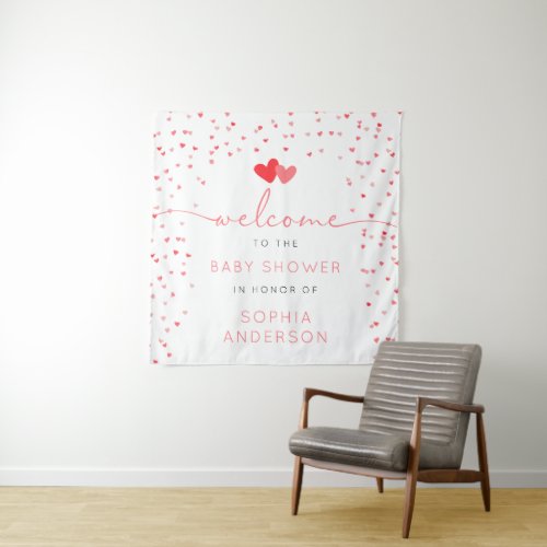 Sweetheart Valentine Baby Shower Welcome Sign Tapestry