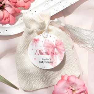 Sweetheart Valentine Bow Baby Shower Thank You Favor Tags