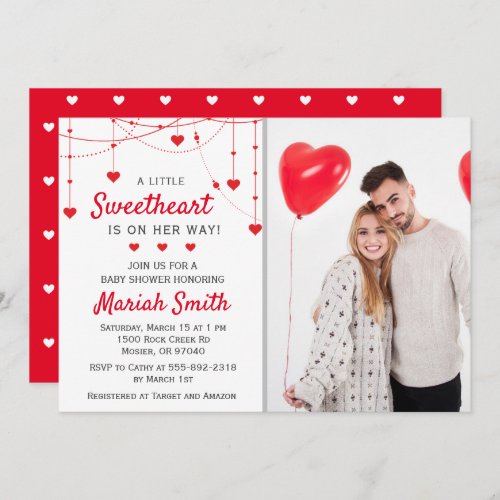 Sweetheart Valentine February Girl Boy Baby Shower Invitation