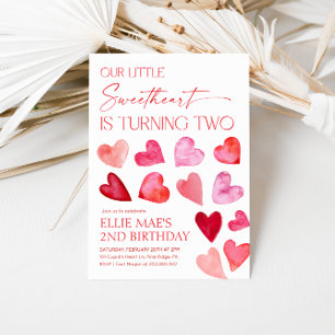 Sweetheart Valentine Hearts 2nd Birthday Invitation