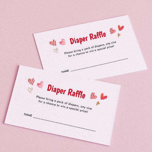 Sweetheart Valentines Baby Shower Diaper Raffle Enclosure Card