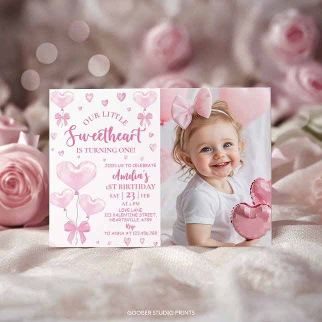 Sweetheart Valentine's Birthday Photo Invitation (Creator Uploaded)
