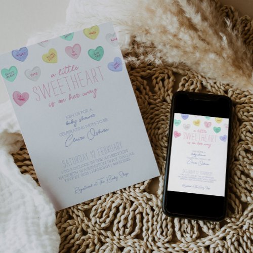 Sweetheart Valentines Day Baby Shower Invitation