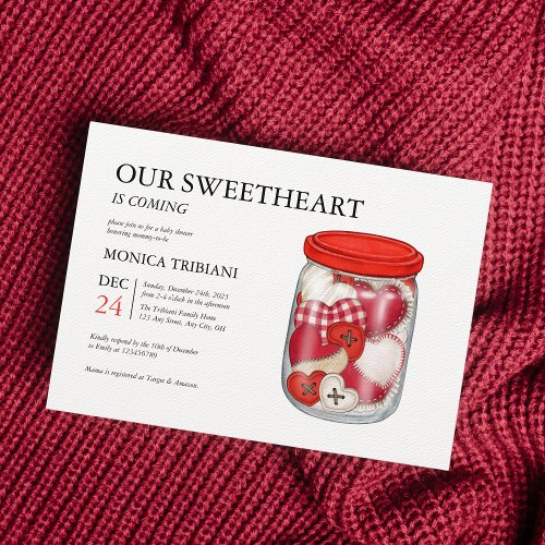 Sweetheart Valentines day Baby Shower Minimalist Invitation