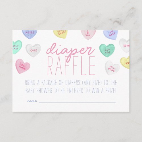 Sweetheart Valentines Day Diaper Raffle Card