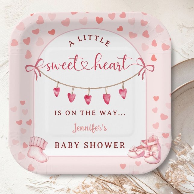 Sweetheart Valentine's Day Girl Baby Shower  Paper Plates (Creator Uploaded)