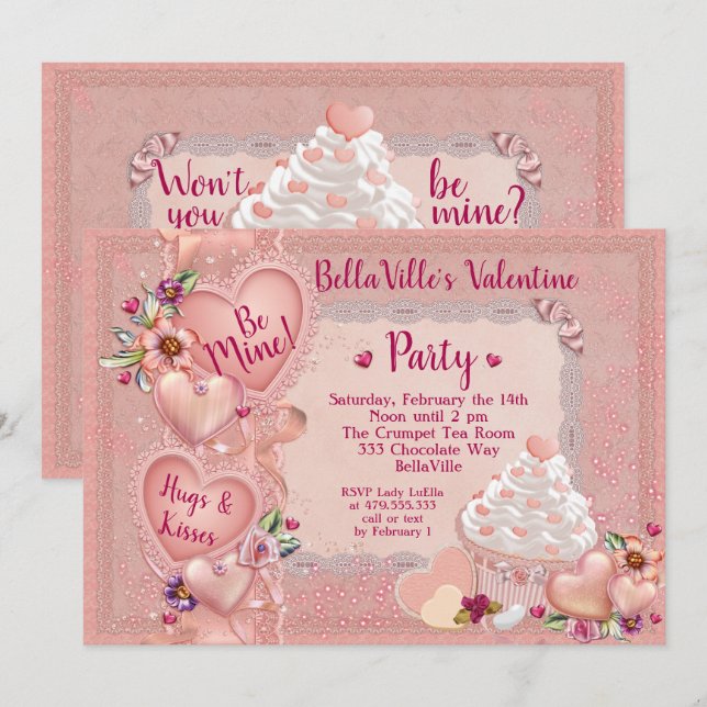 Sweetheart Valentine's Day Party Invitation (Front/Back)