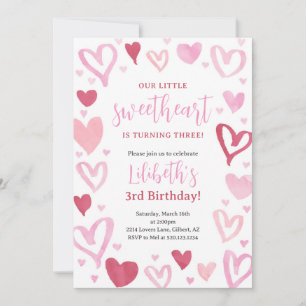 Sweetheart Valentines February Birthday Party Invitation