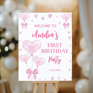 Sweetheart Valentine's Girl Birthday Welcome Sign