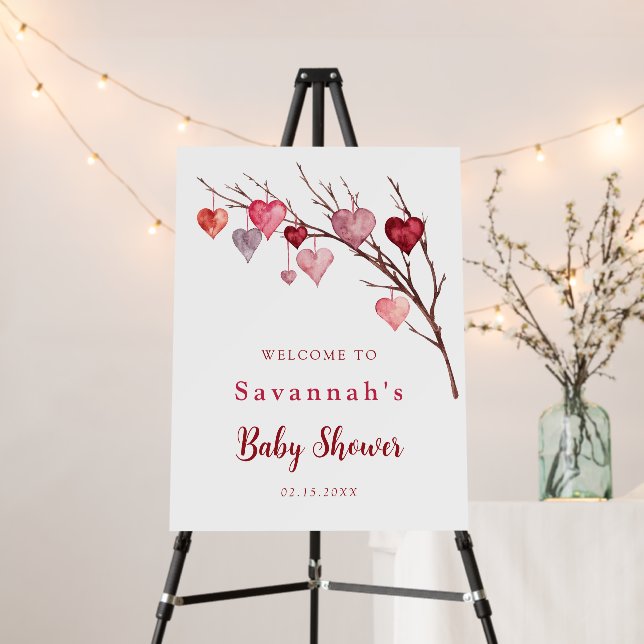 Sweetheart Valentines Hearts Baby Shower Welcome Foam Board (In Situ (Stand))