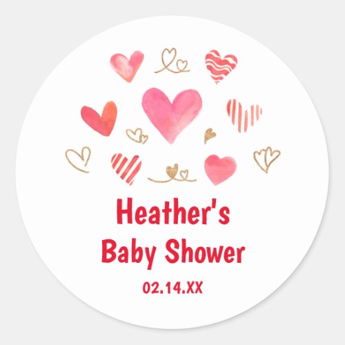 Sweetheart Valentiness Day Baby Shower  Classic Round Sticker