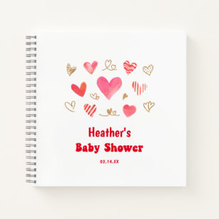 Sweetheart Valentines's Day Baby Shower Guestbook Notebook