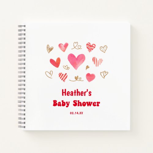Sweetheart Valentiness Day Baby Shower Guestbook Notebook