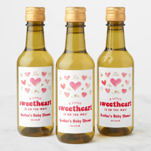 Sweetheart Valentines's Day Baby Shower Mini Wine Label
